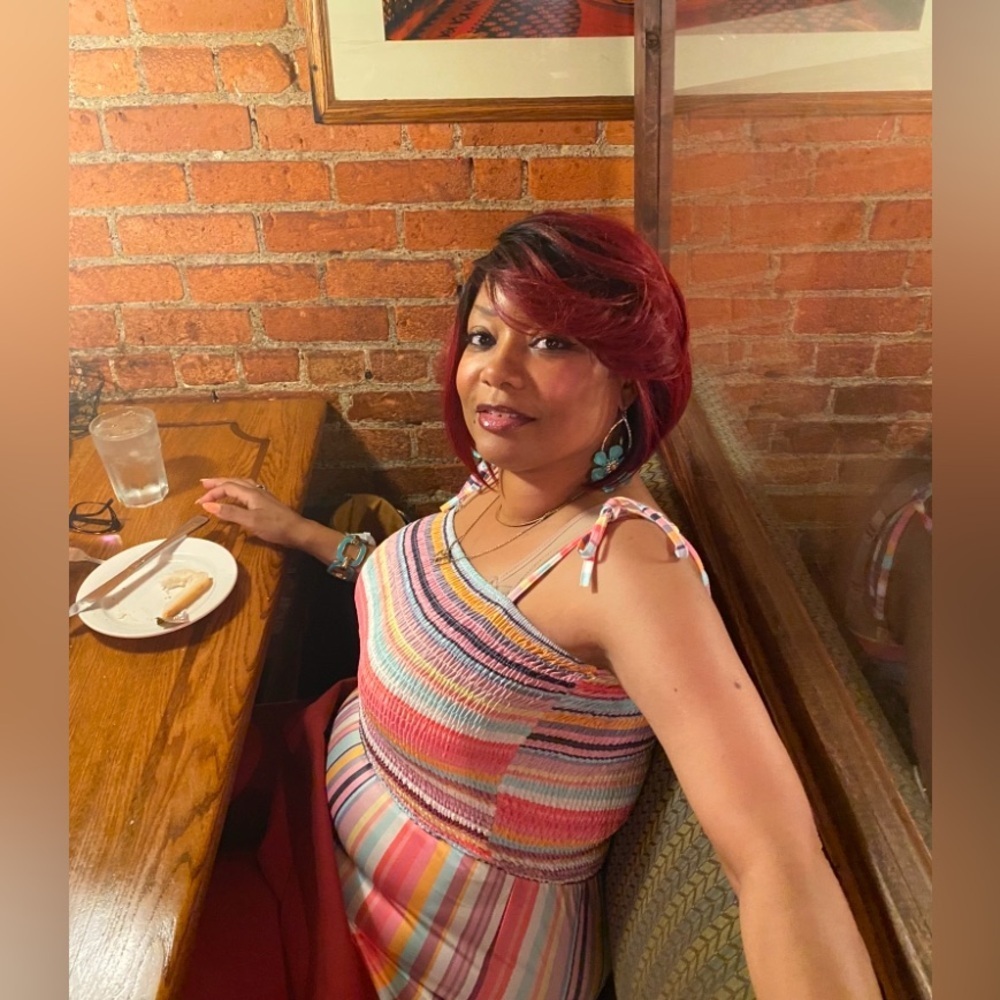 Rainbow Striped Print Crop Top w/Shoulder Straps & Wide Leg Jumpsuit, EUC - Picture 6 of 6